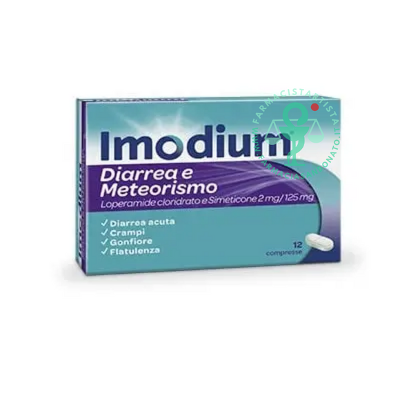 Imodium Diarrea E Meteorismo 2mg/125mg 12 Compresse