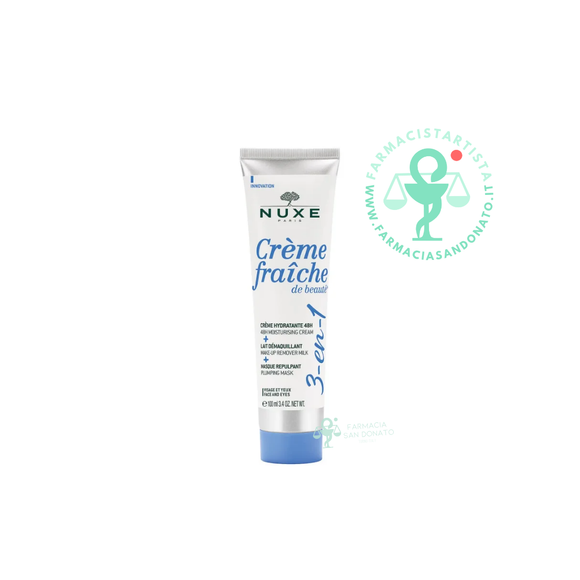 3 in 1 Crema Idratante Latte Struccante Maschera Rimpolpante Crème Fraîche de Beauté®  Nuxe 100ml
