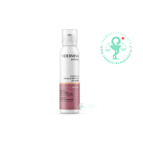Vidermina Preb Mousse 150 ml Detergente Intimo Prebiotico pH Acido Pelle Sensibile