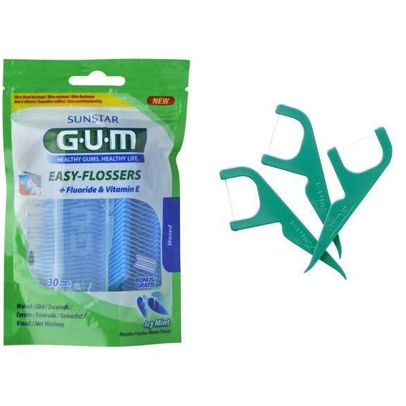 GUM Easy-Flossers filo interdentale gusto menta con forcella 30 pezzi